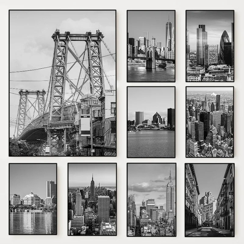 Photography Black And White - (2D canvas schilderij) Zwart-wit New York