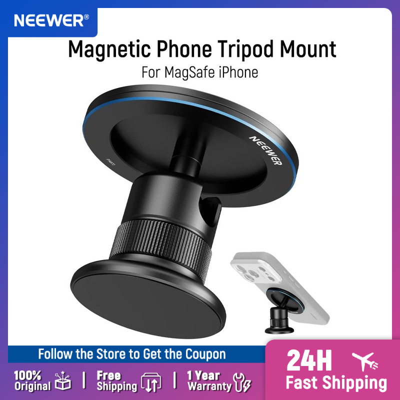 Fluid Head Tripod - NEEWER Magnetische telefoonstatief 360° ° Balhoofdadapterhouder
