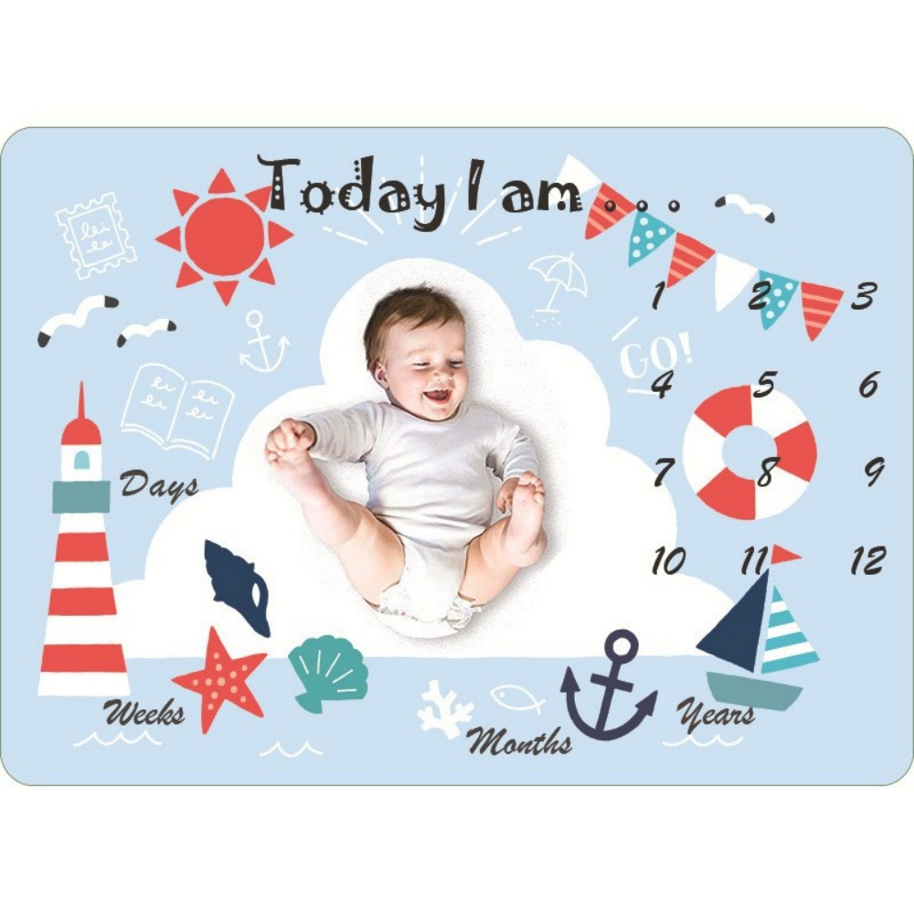 Photography Background - VIKAMA Kinderillustratieprint, Baby Milestone-deken, Fotografie-achtergronddeken voor