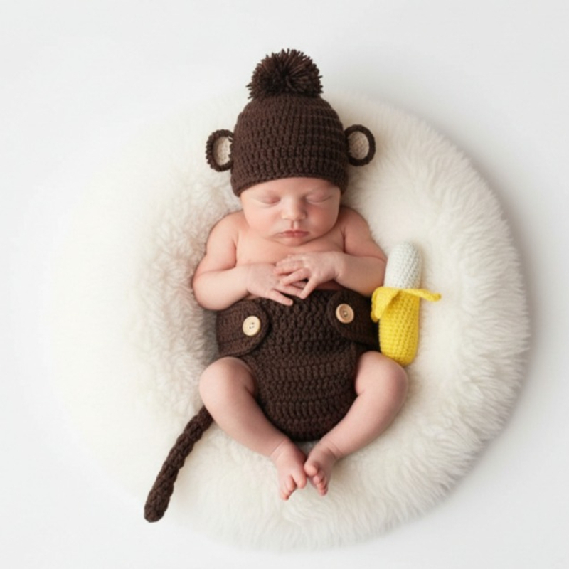 Photography Outfits - Baby fotografie rekwisieten handgemaakte aap banaan