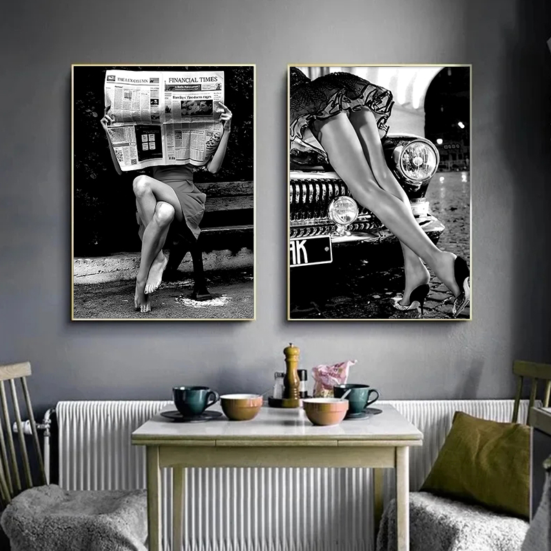 Photography Black And White - Vintage zwart-wit sexy vrouw drinken roken
