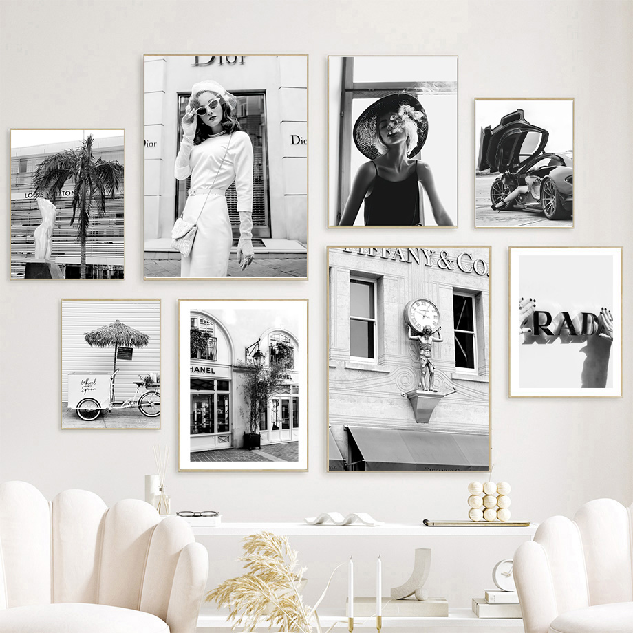 Photography Black And White - Nieuwe mode vrouw luxe auto hond