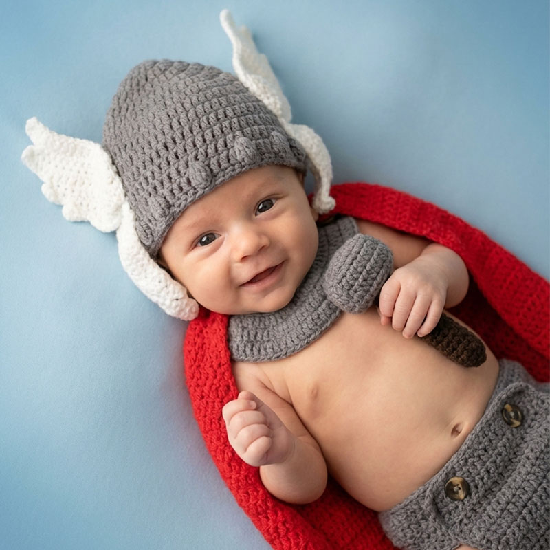 Photography Outfits - Pasgeboren fotografie rekwisieten Thor babykostuum Avengers
