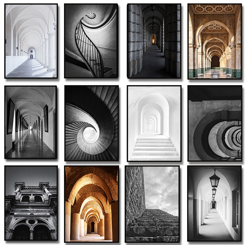 Photography Black And White - Moderne abstracte zwart-witte esthetische ruimte architectuur