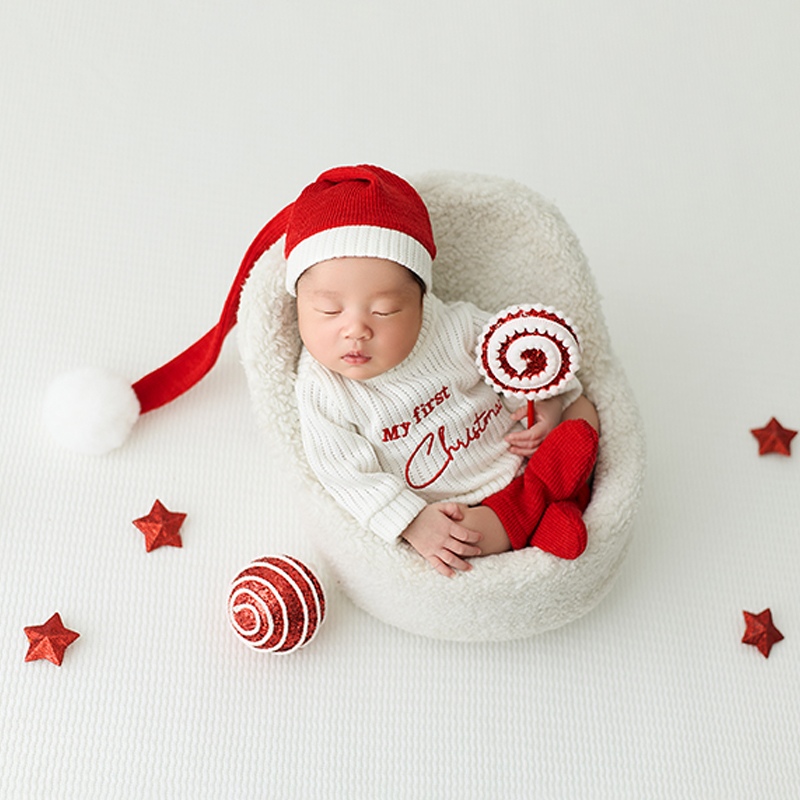 Baby gebreide romper + kerstmu - Photography Outfits recensie en prijs