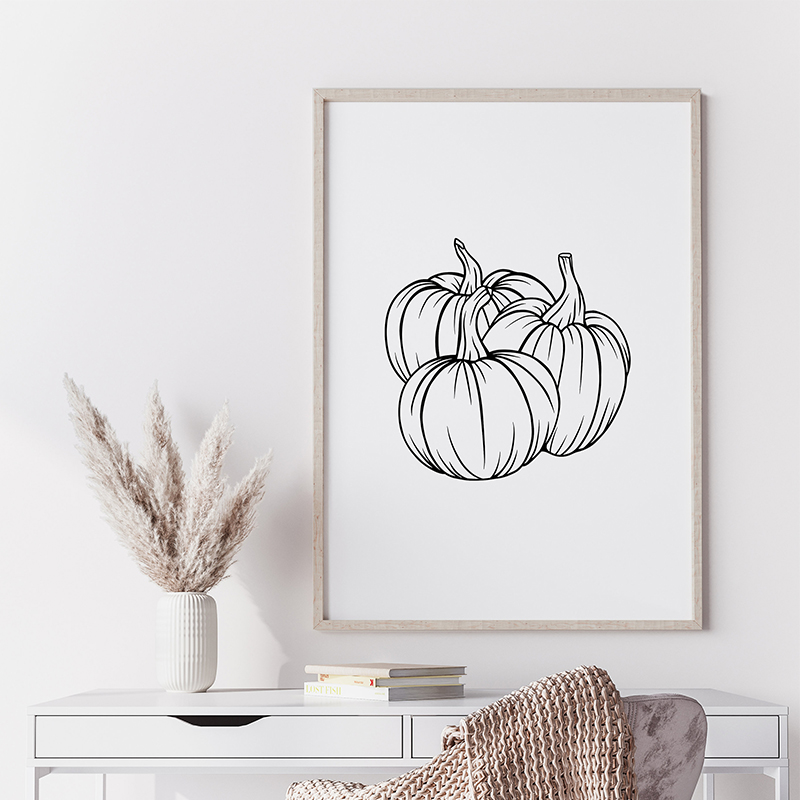 Set van 3 Pompoen Minimalisme  - Photography Black And White recensie en prijs