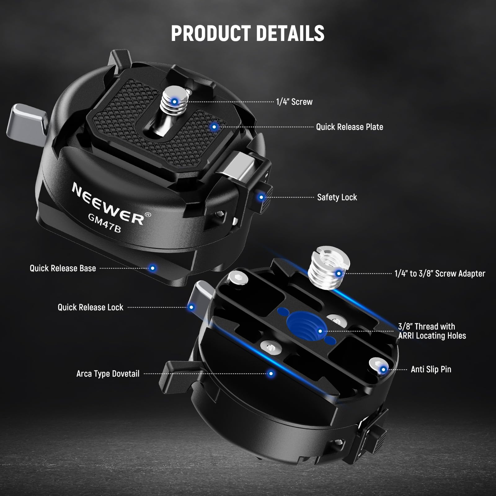 Neewer GM47 Quick Release Plat - Peak Design Clip recensie en prijs